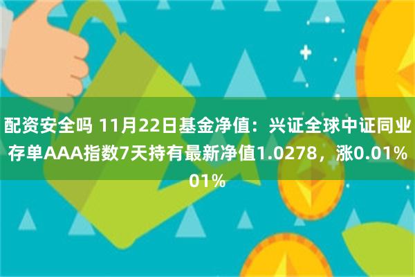 配资安全吗 11月22日基金净值：兴证全球中证同业存单AAA指数7天持有最新净值1.0278，涨0.01%