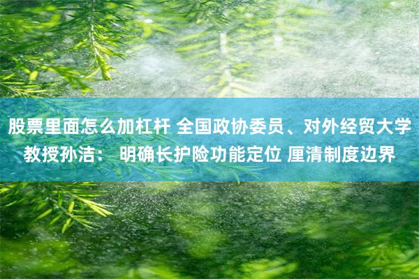 股票里面怎么加杠杆 全国政协委员、对外经贸大学教授孙洁： 明确长护险功能定位 厘清制度边界