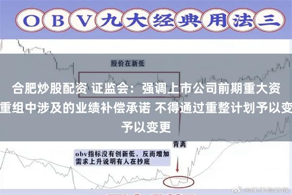 合肥炒股配资 证监会：强调上市公司前期重大资产重组中涉及的业绩补偿承诺 不得通过重整计划予以变更