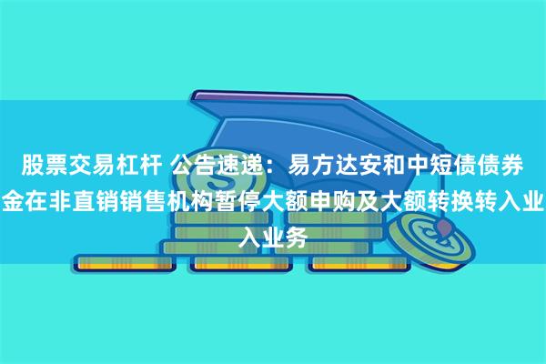 股票交易杠杆 公告速递：易方达安和中短债债券基金在非直销销售机构暂停大额申购及大额转换转入业务