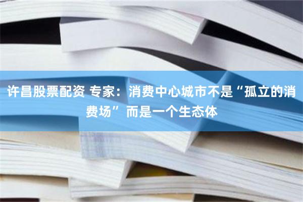 许昌股票配资 专家：消费中心城市不是“孤立的消费场” 而是一个生态体